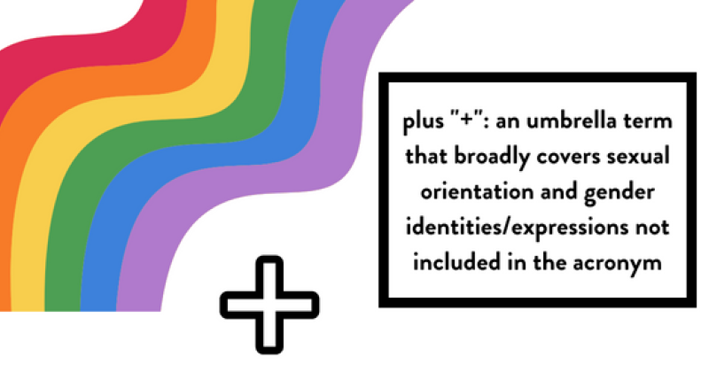 plus is an umbrella term that broadly covers sexual orientation and gender identities/expressions not included in the acronym