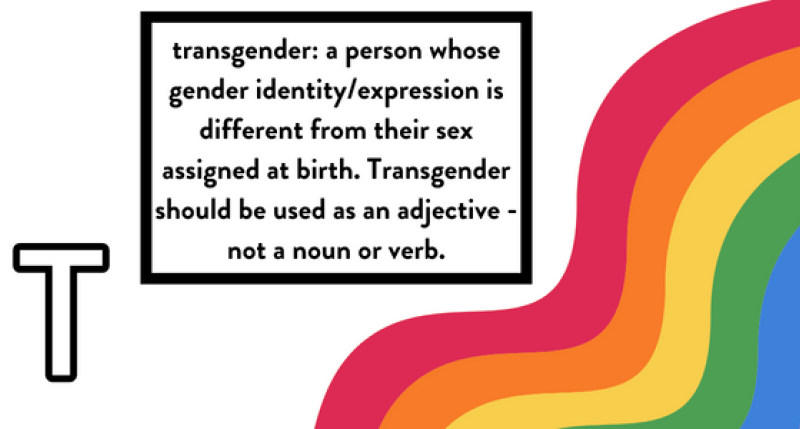 A transgender person is someone whose gender identity/expression is different from their sex assigned at birth. Transgender should be used as an adjective, not a noun or verb.